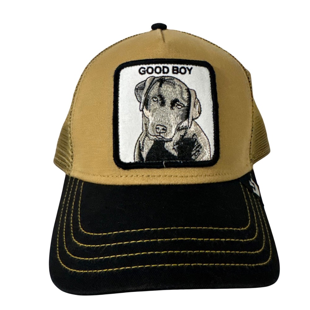 Goorin Bros The Farm Good Boy Labrador Retriever Trucker Hat Tan Black Snapback
